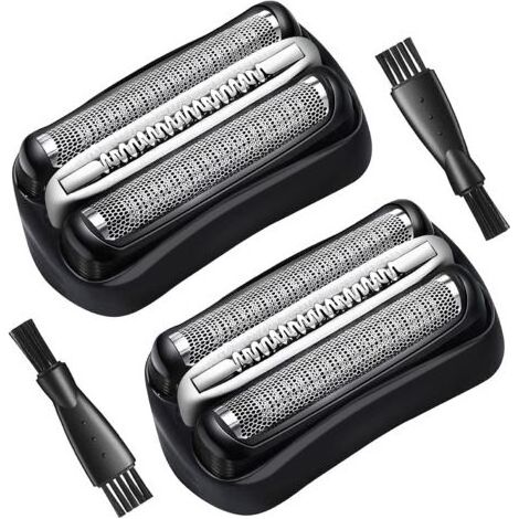 Tête de rechange Braun Series 3 32B, grille et lame rasoir électrique compatible S3 3040S 3000S 3050CC, avec brosse (lot de 2) (1/5)