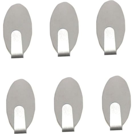 Pack of 6 Oval Self-Adhesive Hooks Traceless Coat Hooks Stainless Steel Wall Mounted Single Hooks Easy Installation for Kitchen and Bathroom (1/5)