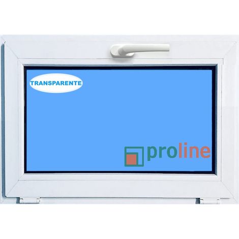 Finestra in PVC L800 mm x H500 mm Bianco, A Vasistas Vetro Trasparente (1/4)