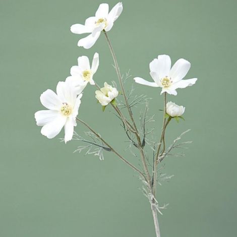 Lot de 4 fleurs artificielles en soie cosmos pour arrangements floraux, bouquets de mariage, 60 cm, fleurs artificielles en soie résistantes aux UV, fleurs sauvages artificielles (blanc laiteux) (1/5)