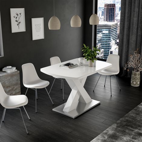 Tavolo da pranzo Chinto, Bianco, 120 x 80 cm Estensibile, Vicco
