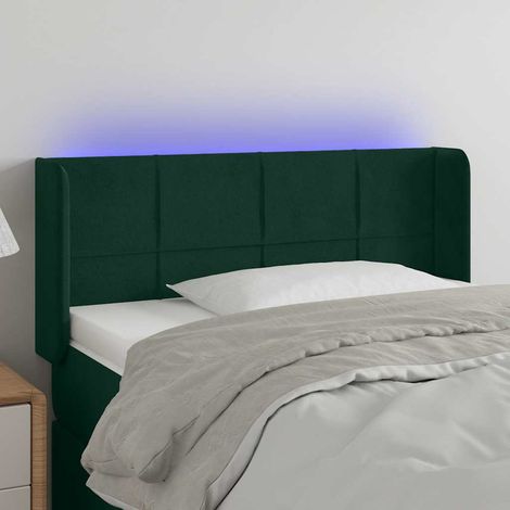 LED Kopfteil Dunkelgrün 103x16x78/88 cm Samt (1/5)