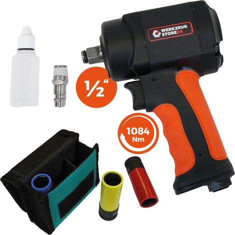 WS24 Llave de impacto neumática 1/2" mini + juego de vasos de 3 piezas. (1/5)
