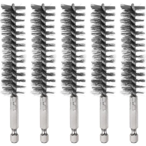 5 Brosses de Nettoyage Inox - Lot de 5 - Acier 304 - Tige Hexagonale 1/4" - Pour Tubes et Roulements - Ø20mm (1/5)
