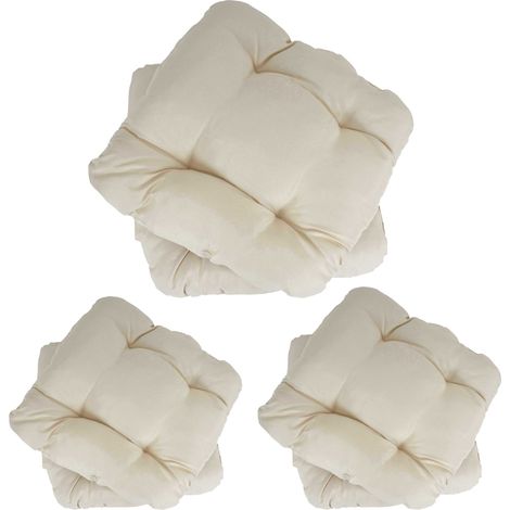 [NUNCA USADO] Lote de 6 cojines de asiento Dublín, cojines de silla 41x38x8cm, crema (1/4)