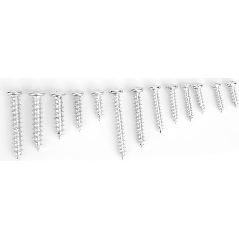 Lot de 550 pièces de vis autotaraudeuses à tête bombée cruciforme acier carbone nickelé argenté M3 M3.5 M4 M5 (3x12-5x30mm) avec coffret plastique pour bois plastique métal (1/5)
