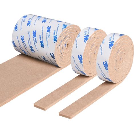 Patins en Feutre Autocollant - 3 Rouleaux - Fibres Résistantes Beige - Protection Sols et Meubles - Salon et Bureau - 120cm x 10cm et 2cm (1/5)