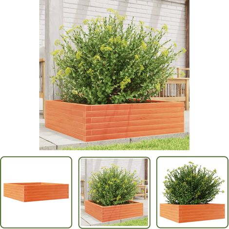 The Living Store Jardinière cire marron 80x80x23 cm bois de pin massif - Jardinier - Pot De Fleurs - Bac À Plantation - Bois De Pin - Jardinerie (1/5)