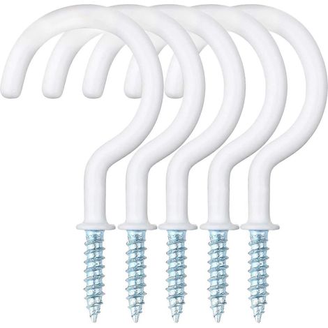 Crochets pour tasses, 30 pièces, crochets à visser blancs, porte-tasses, crochets robustes recouverts de plastique - 50 mm (2 pouces) (1/4)