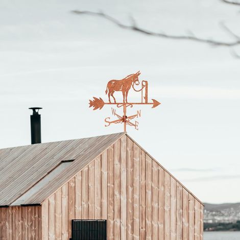 Outdoor Garden Weathervane Donkey Roof Weathervane Animal Donkey Weathervanes Attached Donkey Weathervane Roof Outdoor Ornament Iron Roof Farmhouse Yard Home Decor Garden Outdoor (1/5)