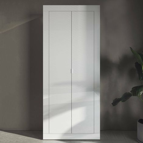 Dmora - Armario 2 puertas Barbellino, Muebles de dormitorio, Vestidor, Armario de ropa, Made in Italy, 78x35 h185 cm, Blanco brillante (1/5)