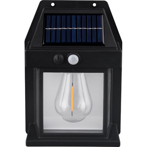 Applique murale extérieure solaire, applique LED sans fil à détecteur de mouvement crépusculaire, noire (4 pièces) (1/5)