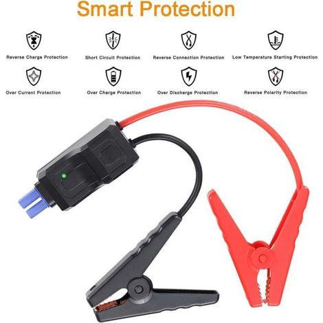 Câbles de démarrage 12V Lntyq Booster de batterie portable avec protection intelligente ABS anti-retour pour voiture (1/5)