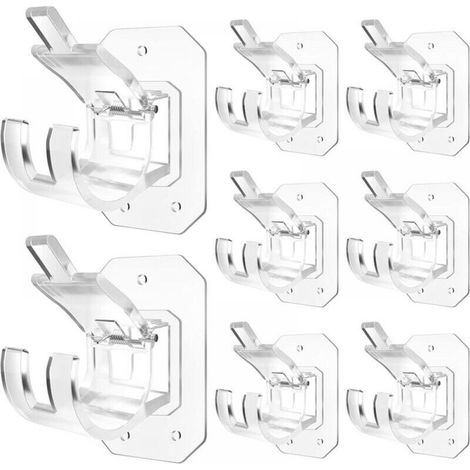 Set of 8 no-drill curtain rod brackets. Self-adhesive hooks for curtain rods. (1/4)