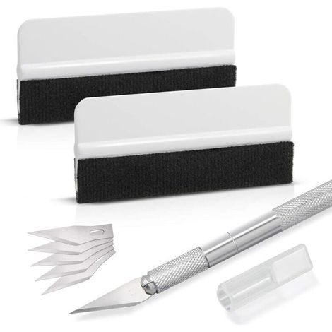 Kit de Raclettes Accessoires Voiture, avec raclette en feutre, couteau pour passe-temps pour Application ou Raclage avec Cutter et Raclettes plastique (1/4)
