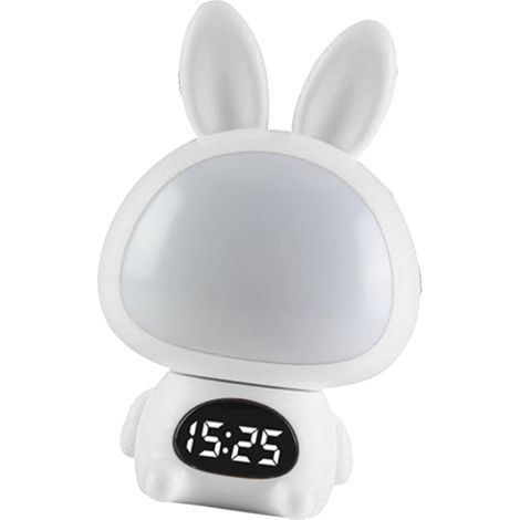Lampe de chevet LED Lapin Blanc Style Monochrome, Veilleuse Murale avec Télécommande, Protection des Yeux, Prise Directe, Idéale Chambre Bébé et Alimentation Nocturne (1/5)