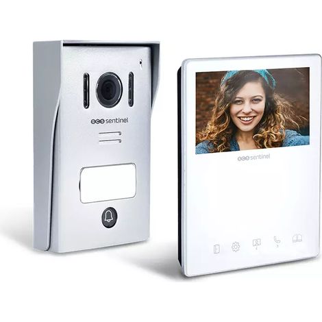 Scs Sentinel – Interphone vidéo filaire 4.3" – 2 fils – Déclenchement gâche et portail – Fonction monitoring – Platine aluminium avec visière