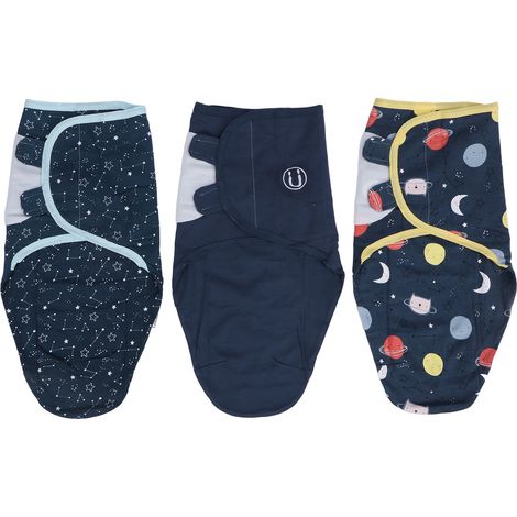 3 pièces de couverture d'emmaillotage en coton pour nouveau-nés de 0 à 2 mois, thème espace (1/5)