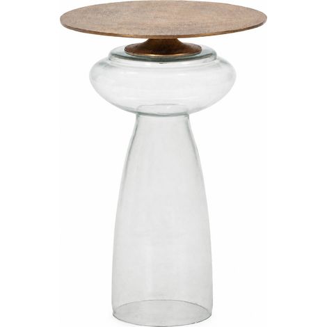 Table d'appoint dorée en métal et verre - doré antique et transparent (1/5)