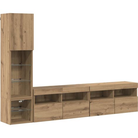 Meubles TV muraux 4 pcs, Armoires TV suspendues Chêne artisanal Bois d'ingénierie fr2762 - Maison La Vie