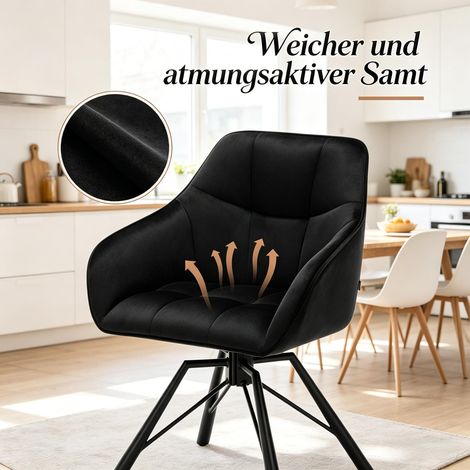 Chaises de cuisine larges pivotantes avec dossier rembourré – Lot de 2, design ergonomique pour salle à manger et cuisine (1/4)
