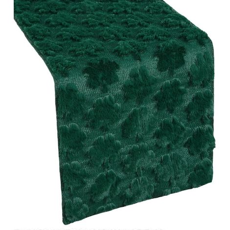 Chemin de table en polyester à motif trèfle en relief et broderie, idéal pour la décoration intérieure et extérieure (33 x 183 cm). (1/5)