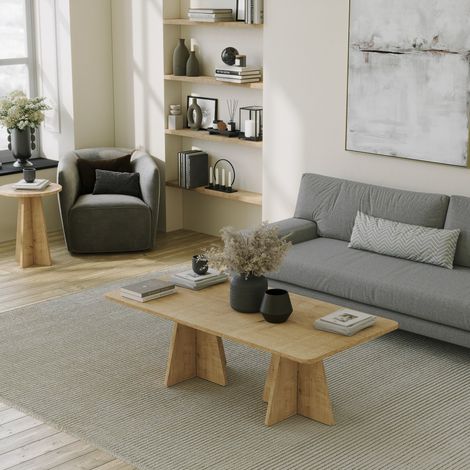 Mesa de Centro Ottana, Forma Rectangular, Tapa de Madera Nobilitada, Color Marrón, 120x60x40h cm Roble Marrón (1/5)