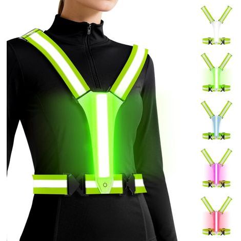 LED Safety Vest, USB Rechargeable Reflective Cycling Vest, Running Safety Vest for Men and Women, 3 Modes, for Jogging, Hiking and More (1/5)