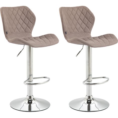 Set 2 sgabelli bar Cork in tessuto Tortora cromo (1/5)