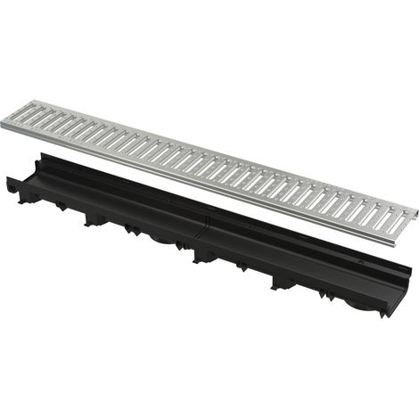 Sistema de drenaje fabricado en plástico de 60 mm, rejilla galvanizada perfil C A15, resistente a los rayos UV. (1/3)