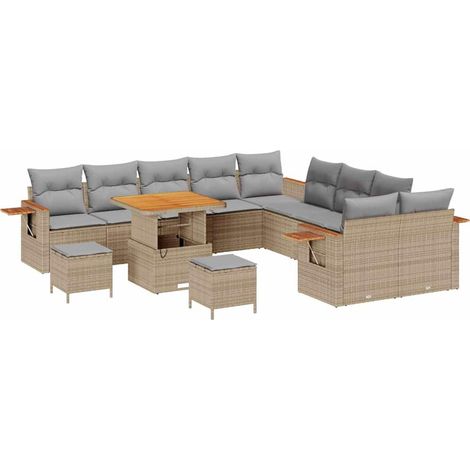 Maison Exclusive - Gartensofa-set mit Kissen 17 pcs Beige und Hel