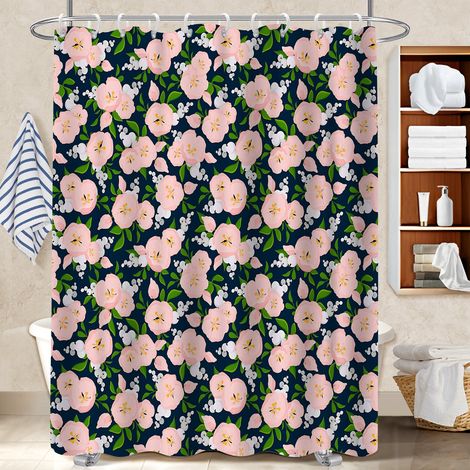 Rideau de bain en polyester 180x180 Étanche rideau séchage rapide pour baignoire d’angle (1/5)