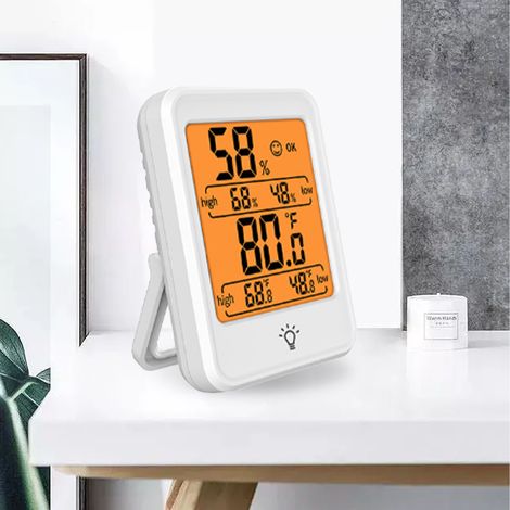 Digitales Thermometer-Hygrometer mit Hintergrundbeleuchtung für Gewächshäuser, weiß, für Temperatur und Luftfeuchtigkeit im Innenbereich, geeignet für Gewächshäuser (1/5)
