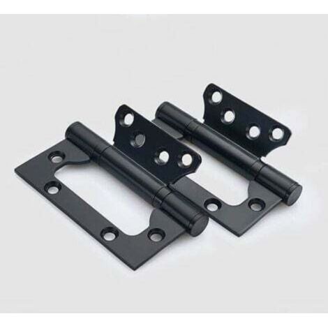 Ensemble de 2 charnières de porte en acier inoxydable, charnières de porte rectangulaires de 4 pouces, 100mm, noires (1/4)