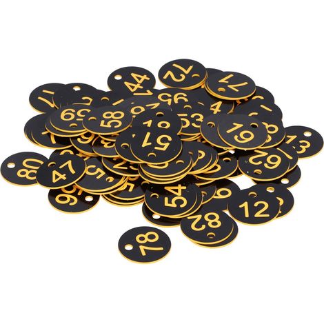 100 Étiquettes Rondes Numérotées pour Ruche, Signe Marqueur avec Trou, Accessoire d'Apiculture Jaune et Noir