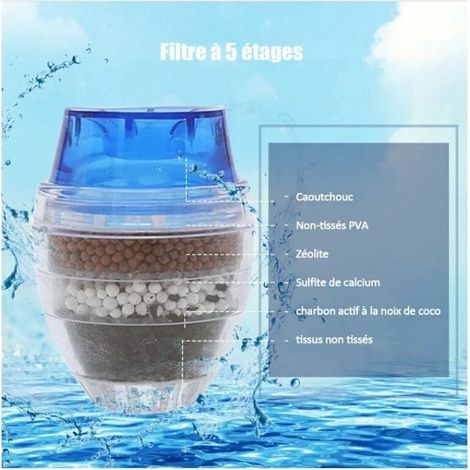 3 robinets charbon actif filtre à eau à 5 couches purificateur de filtre à eau du robinet bleu + vert + orange,FOREHILL (1/4)