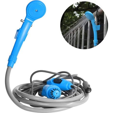 Pompe de douche électrique portable 12 V pour allume-cigare, idéale pour le lavage et le nettoyage de votre voiture en camping ou en extérieur. (1/5)