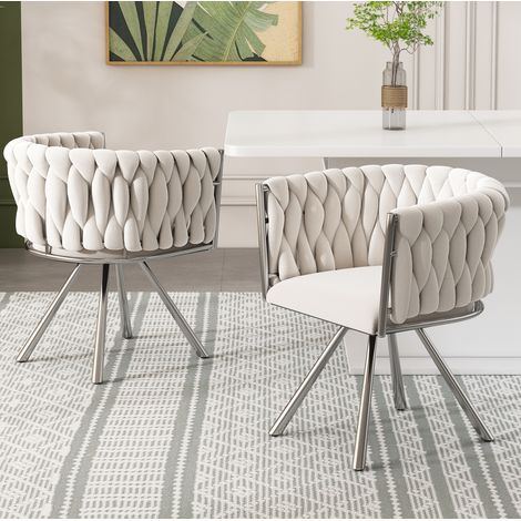 Sedia da pranzo girevole 59x54x72 cm in velluto beige, moderna per soggiorno (1/5)