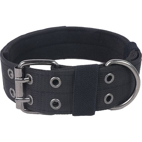 Collier pour chien basique – Collier d'entraînement tactique militaire réglable en nylon avec patch et boucle métallique robuste – Pour chiens moyens et grands – Noir (Vert)-L (1/5)
