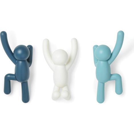 Wandhaken Set, 4-tlg - Dekorative Kleiderhaken  - Ohne Bohren (Klebemontage) - Für Flur, Bad, Küche, Schlafzimmer，Blau