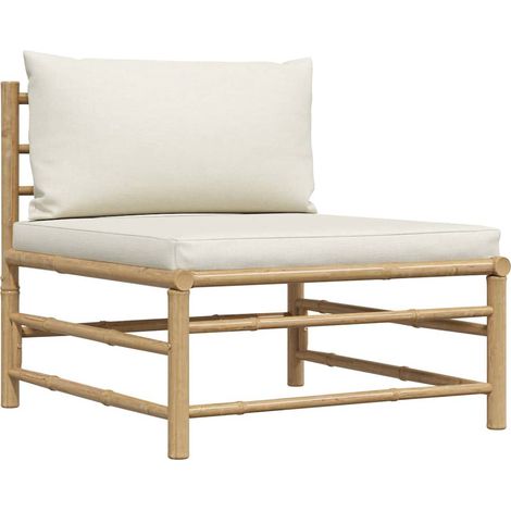 Maison Exclusive - Garten-Mittelsofa mit Kissen Cremeweiß Bambus (1/5)