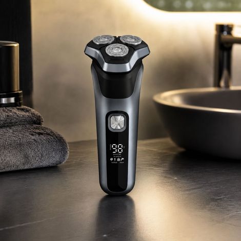 Rasoir Électrique 3 Têtes Flottantes Étanche IPX6 Affichage LED Recharge USB-C Autonomie 150min (1/5)