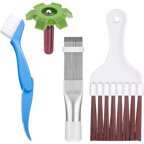 Peigne de Climatiseur, Brosse de Nettoyage de Climatiseur, 4 Pièces Brosse de Climatiseur Set, Brosse de Nettoyage Condenseur de Climatiseur (1/5)