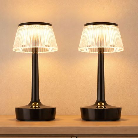 LED Tischlampe Touchdimmer Schlafzimmerlampe Tischleuchte Nachttischlampe schwarz, Kristalleffekt, warmweiß-kaltweiß, DxH 12x23 cm (1/5)