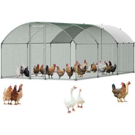 VEVOR Pollaio Metallico 3 x 6 x 2 m da Esterno con Copertura Impermeabile, di Grandi Dimensioni, con Tetto a Cupola e Serratura, per Fattoria Anatre Quaglie Conigli Galline Pollame Uso Commerciale (1/5)