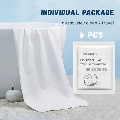 Serviette De Bain - 70 x 140 cm - En Coton Naturel - Pour Voyage Plage Hotel - 6 Pièces (1/5)