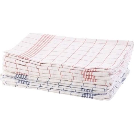 (Bleu et rouge)Torchons à vaisselle Pack de 12 - 70 x 50 cm - OEKO-TEX® Standard 100 - Lin et coton (1/3)