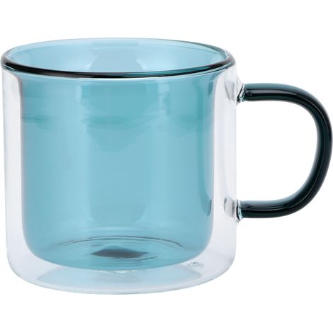 Tasse transparente cylindrique 250ml, double couche résistante à la chaleur, idéale pour lait, café, usage domestique (Vert clair) (1/5)