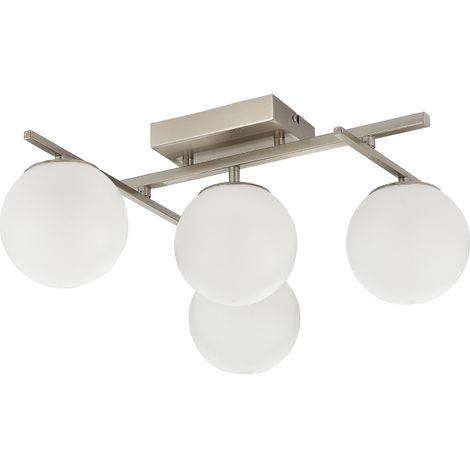 Plafoniera LED Nebula 40W nichel 4 sfere vetro bianco
