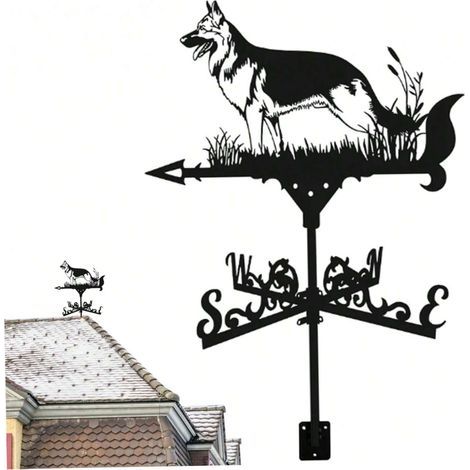 Wetterfahne mit deutschem Schäferhundmotiv für drinnen und draußen, Dekoration für Bauernhäuser, Gartenpavillons (1/5)